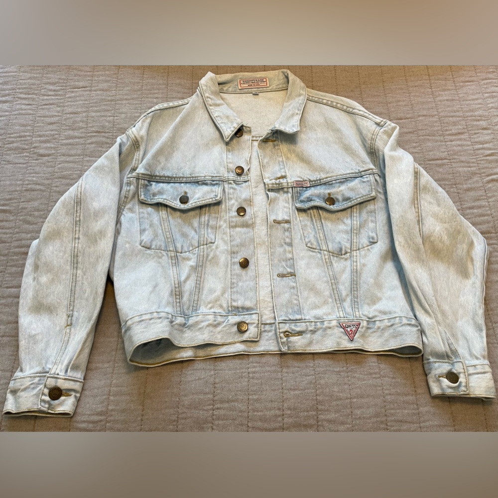 Vintage Guess Marciano Light Blue Cropped Denim Jacket Size M